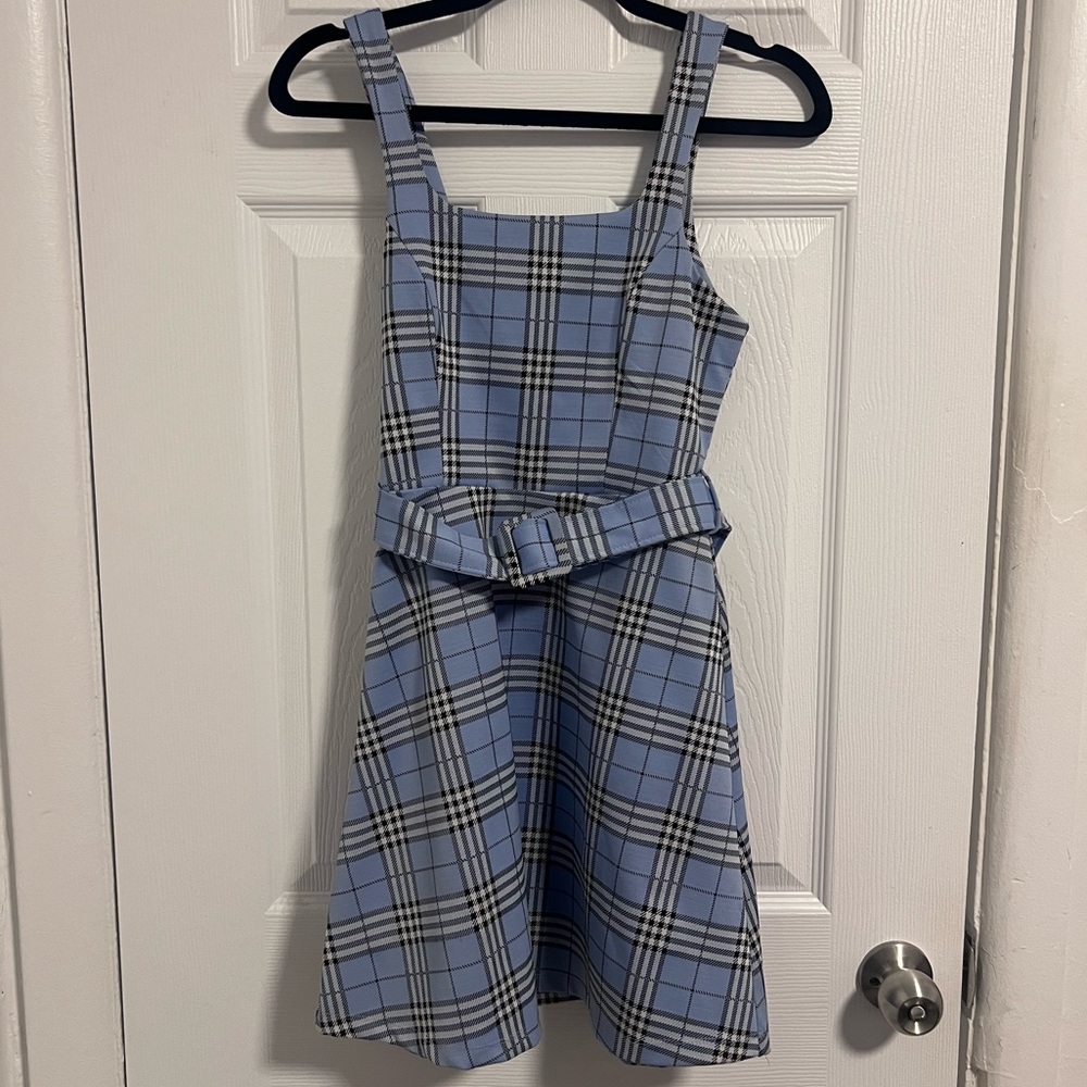Fashion Nova Love Tree Blue Plaid Mini Dress